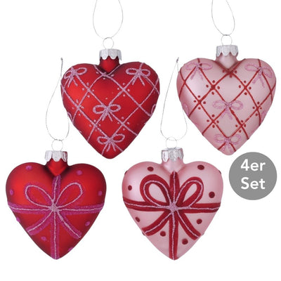 Dekohänger Herzen 4er-Set rosa-rot