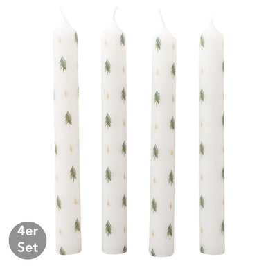 Stabkerze Tannenbaum & Sterne 4er-Set weiß
