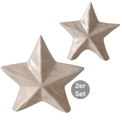 Dekoaufsteller Stern 2er-Set beige