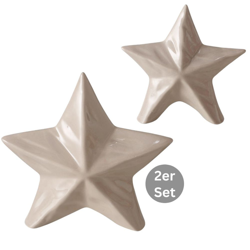 Dekoaufsteller Stern 2er-Set beige