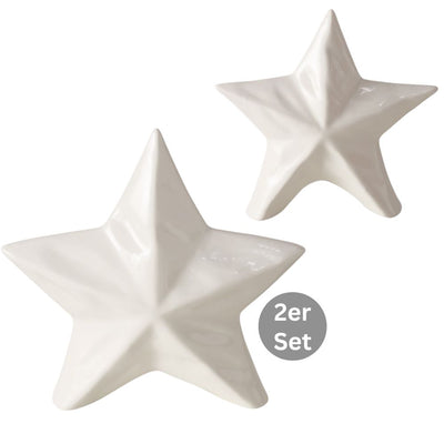Dekoaufsteller Stern 2er-Set weiß