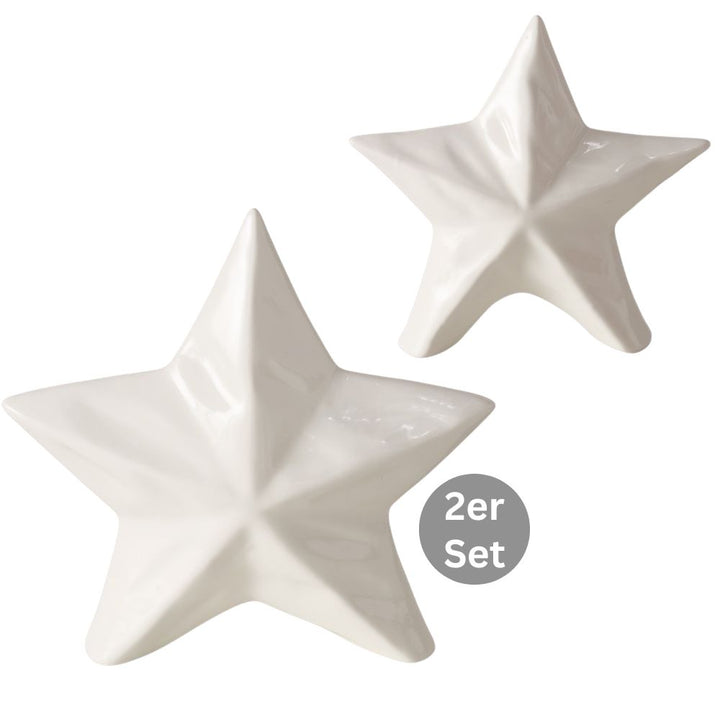 Dekoaufsteller Stern 2er-Set weiß