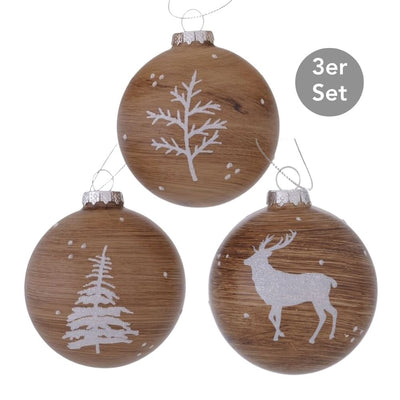 Weihnachtskugel Ulf 3er-Set braun