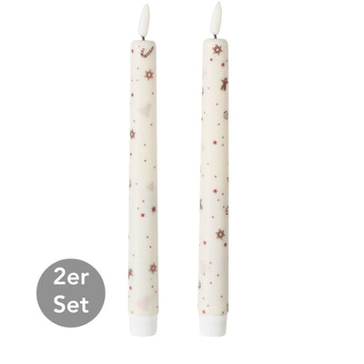 LED Stabkerze Ornamente 2er-Set weiß