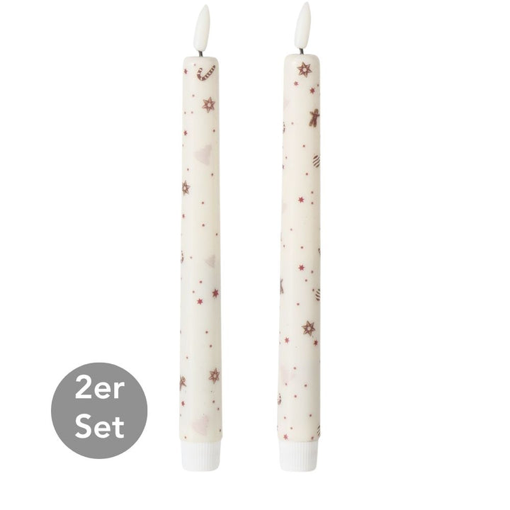 LED Stabkerze Ornamente 2er-Set weiß