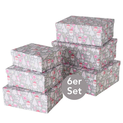 Geschenkbox Ornamente 6er-Set grau