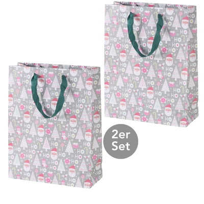 Geschenktüte Ornamente 2er-Set grau groß