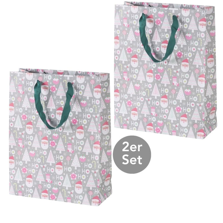 Geschenktüte Ornamente 2er-Set grau groß