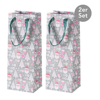 Geschenktüte Ornamente 2er-Set grau hoch
