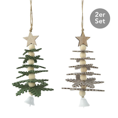 Weihnachtsbaum mit Stern zum Hängen 2er-Set