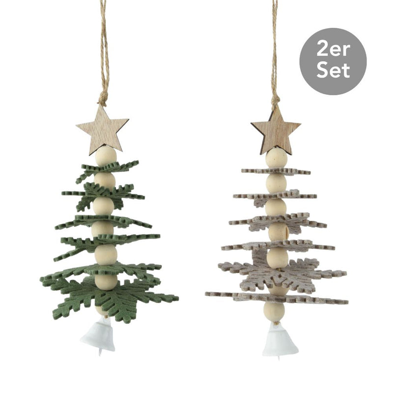 Weihnachtsbaum mit Stern zum Hängen 2er-Set