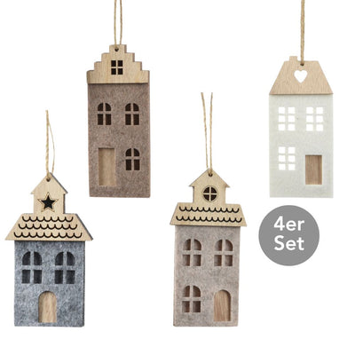 Filz - Häuser 4er Set zum Hängen
