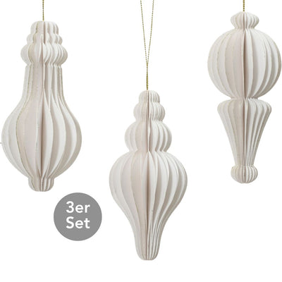 Dekohänger 3er Set wollweiß 12 cm
