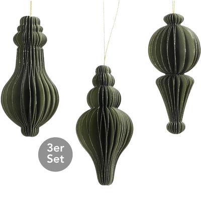Dekohänger 3er Set dunkelgrün 12 cm