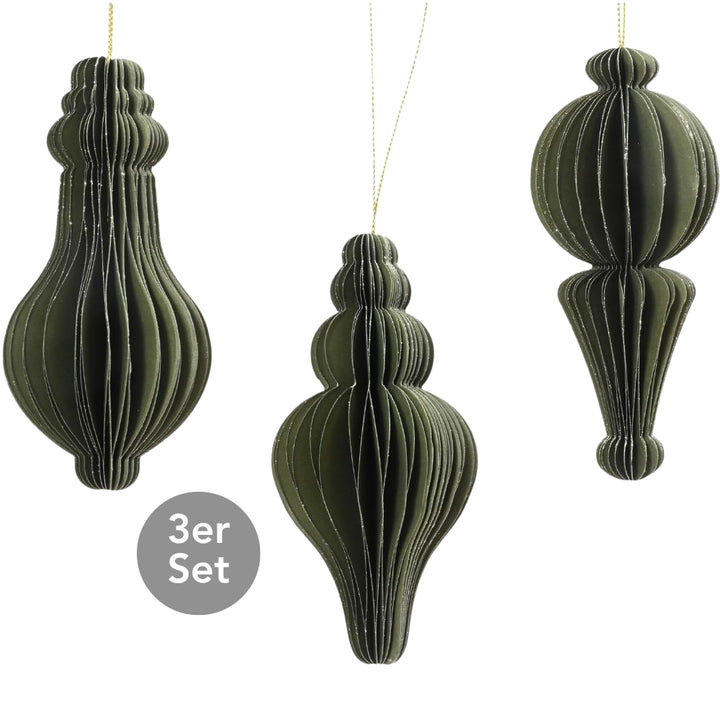 Dekohänger 3er Set dunkelgrün 12 cm