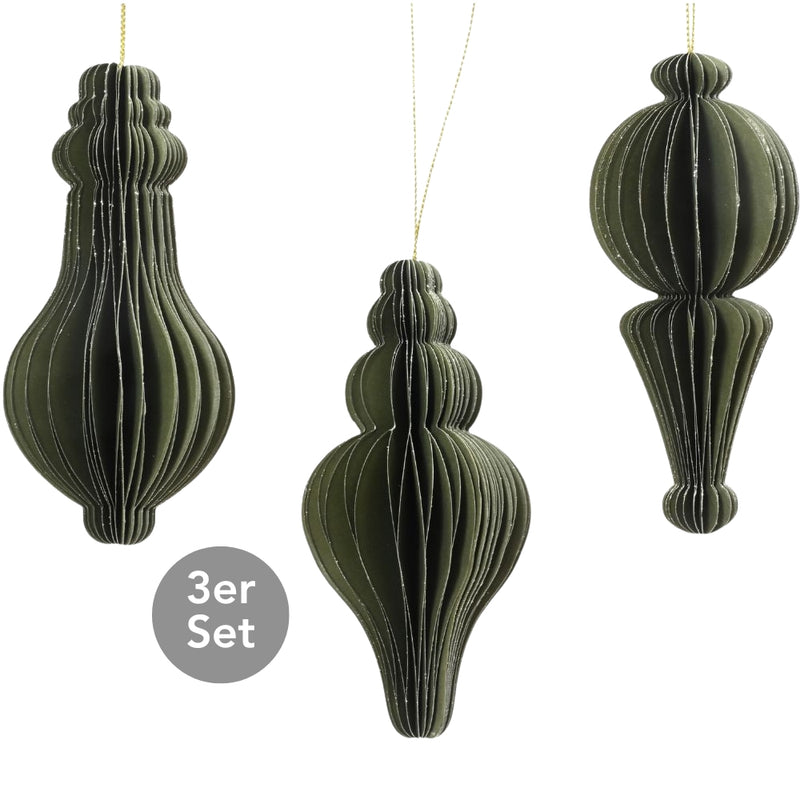 Dekohänger 3er Set dunkelgrün 12 cm
