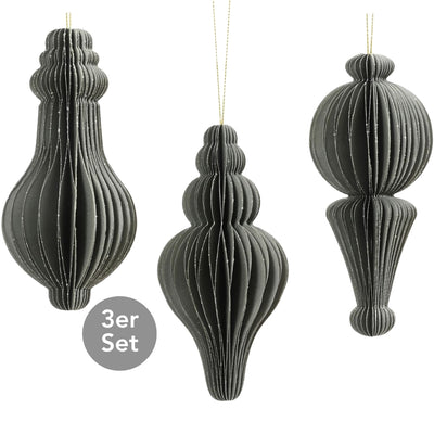 Dekohänger 3er Set graugrün 12 cm
