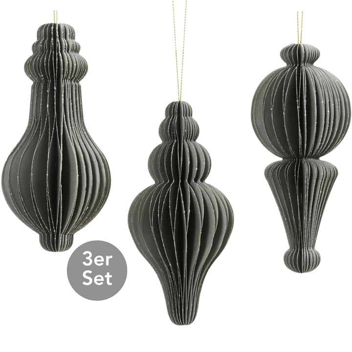 Dekohänger 3er Set graugrün 12 cm