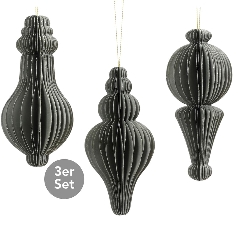 Dekohänger 3er Set graugrün 12 cm