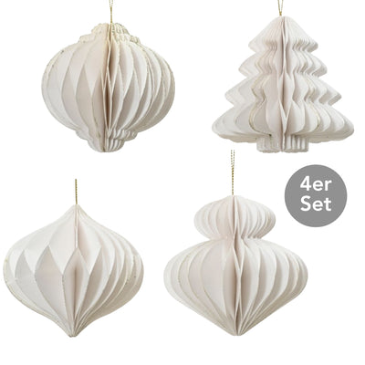 Dekohänger 4er Set wollweiß 8 cm