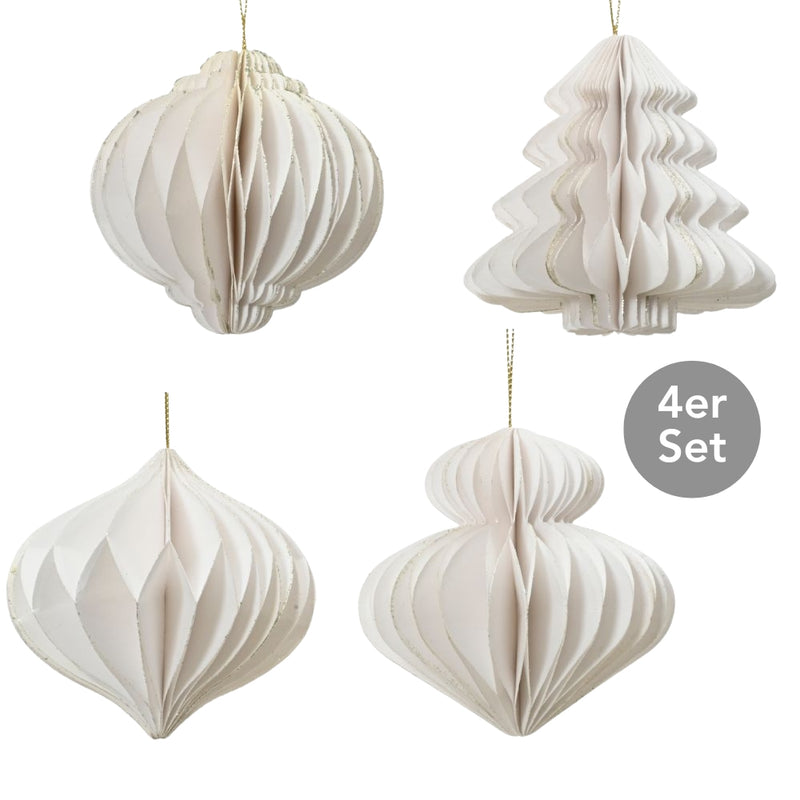 Dekohänger 4er Set wollweiß 8 cm