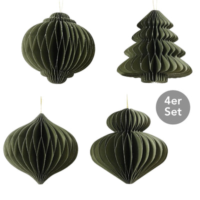 Dekohänger 4er Set dunkelgrün 8 cm