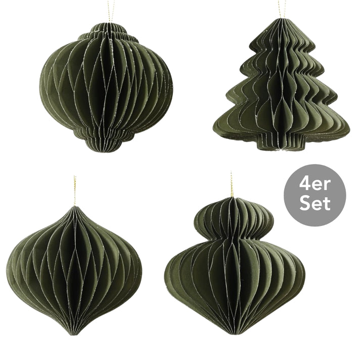 Dekohänger 4er Set dunkelgrün 8 cm