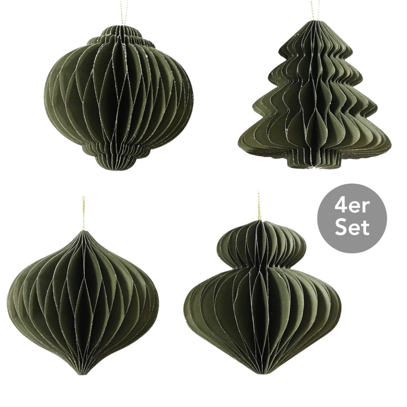 Dekohänger 4er Set dunkelgrün 8 cm