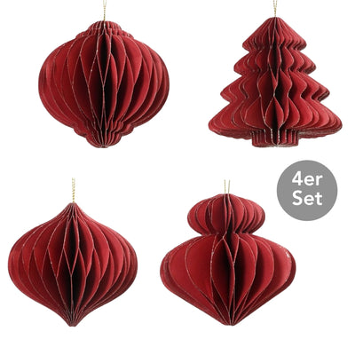 Dekohänger 4er Set rot 8 cm