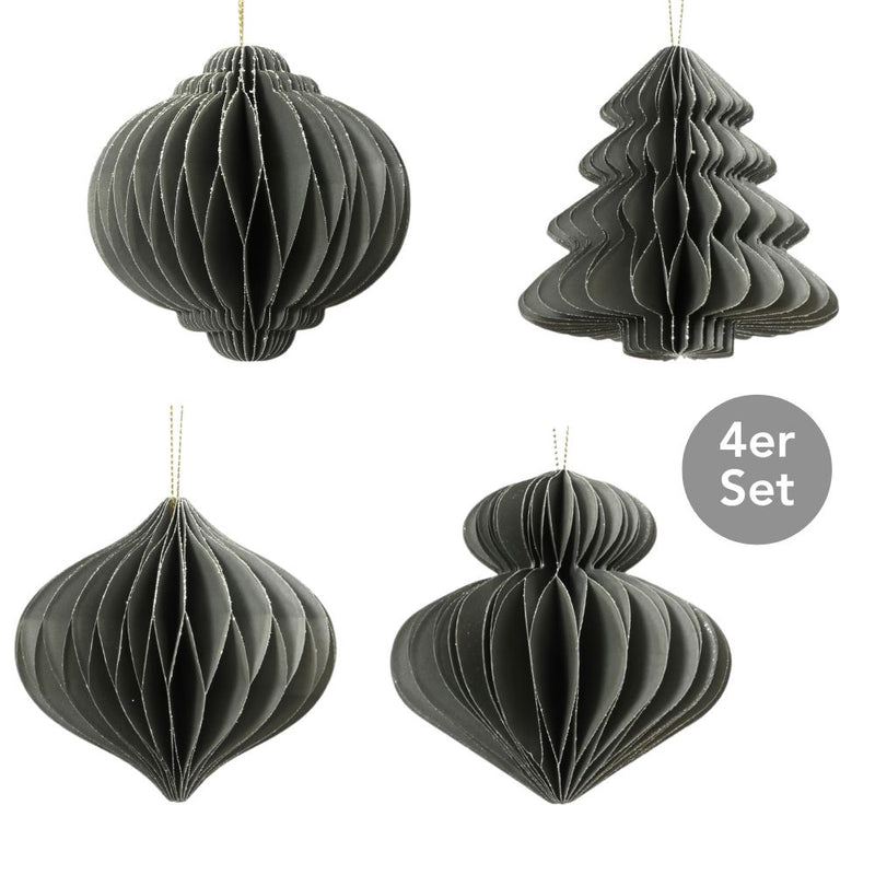 Dekohänger 4er Set graugrün 8 cm