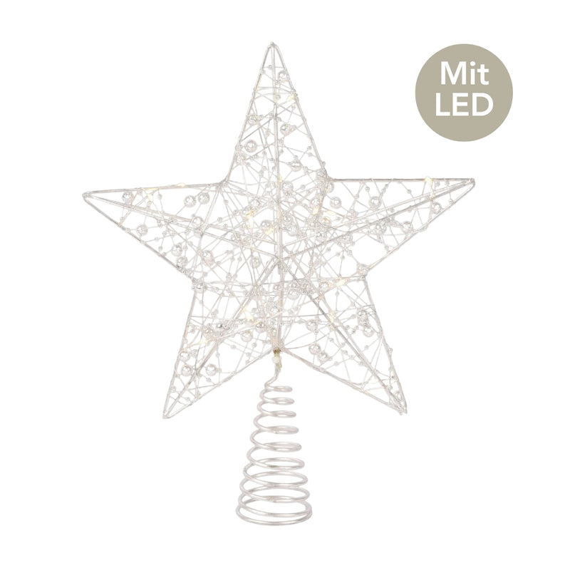 Micro LED Baumspitze Stern silberfarben