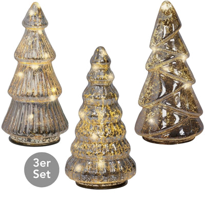 Micro LED Tannenbaum 3er Set silberfarben