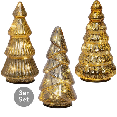 Micro LED Tannenbaum 3er Set goldfarben