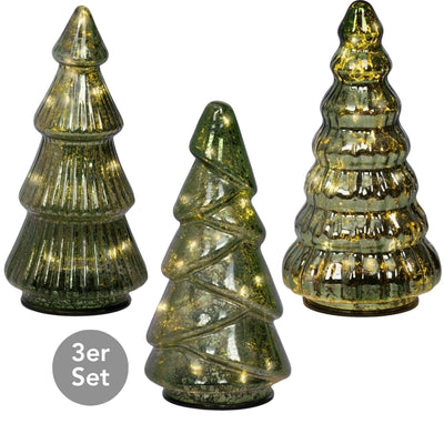 Micro LED Tannenbaum 3er Set grün