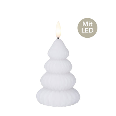 LED Kerze Tannenbaum H 10,5 cm weiß