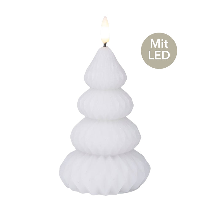 LED Kerze Tannenbaum H 13,5 cm weiß