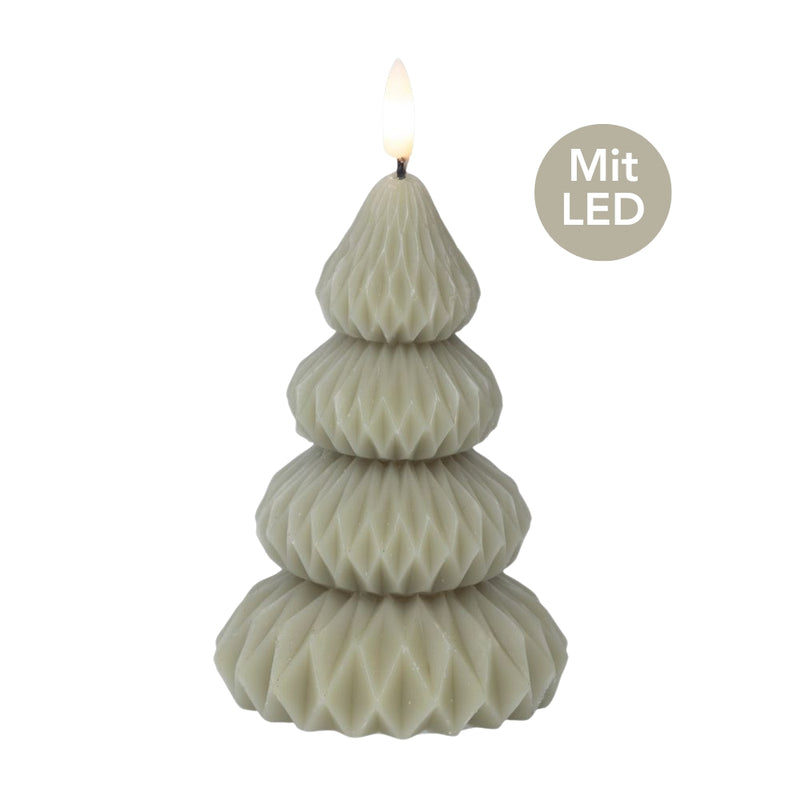 LED Kerze Tannenbaum H 13,5 cm grün