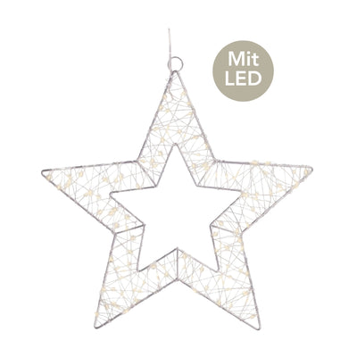 Micro LED Stern H 38 cm silberfarben