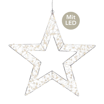 Micro LED Stern H 58 cm silberfarben