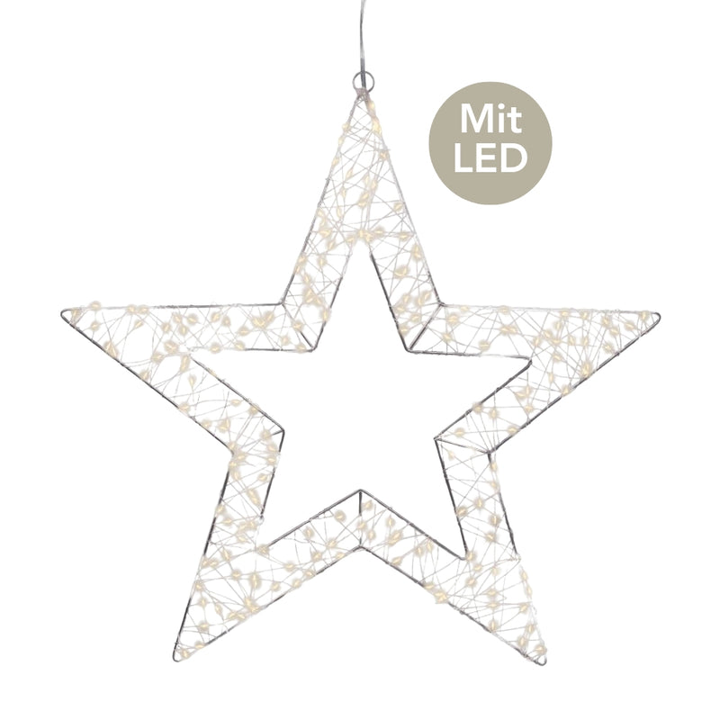 Micro LED Stern H 58 cm silberfarben