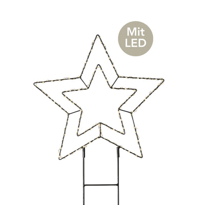 Micro LED Stabbeleuchtung doppelter Stern D 38 cm schwarz