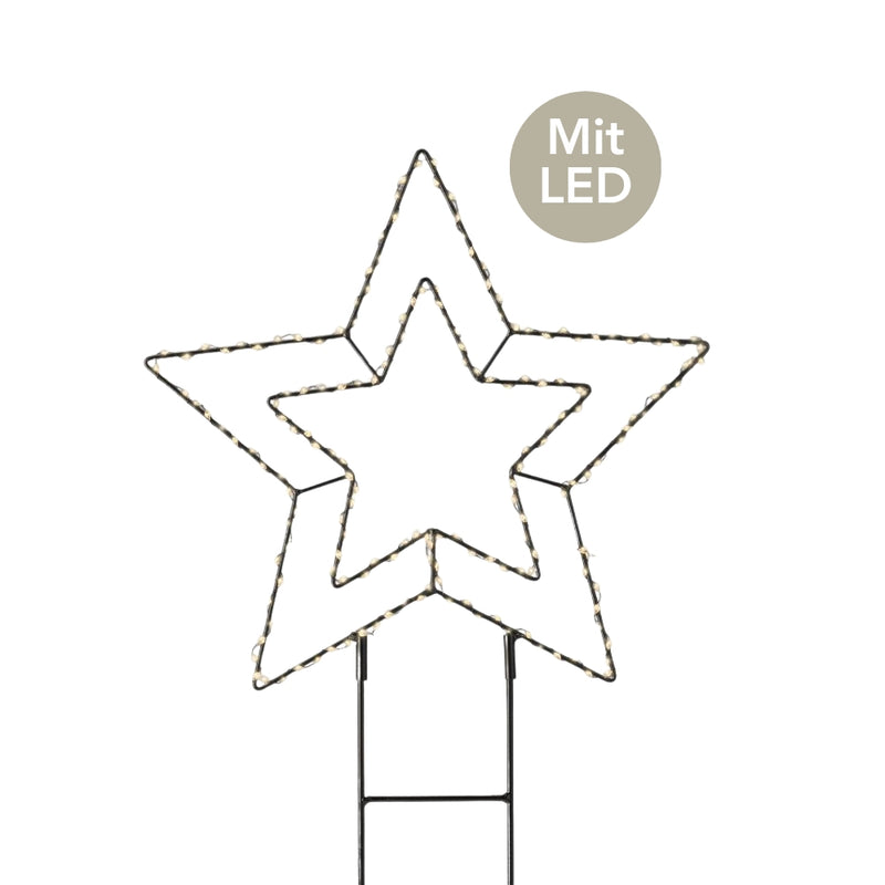 Micro LED Stabbeleuchtung doppelter Stern D 38 cm schwarz