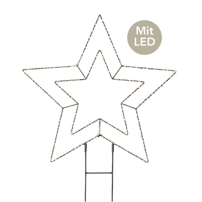 Micro LED Stabbeleuchtung doppelter Stern D 58 cm schwarz