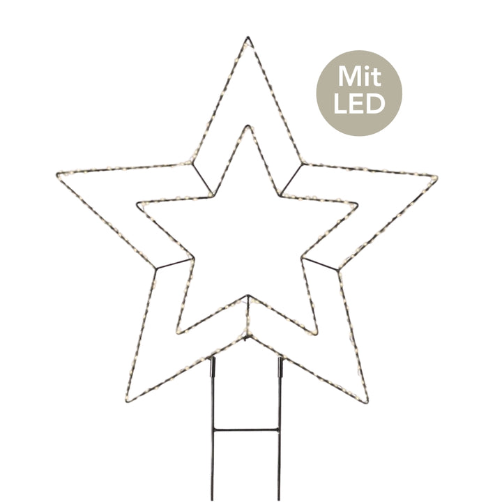 Micro LED Stabbeleuchtung doppelter Stern D 58 cm schwarz