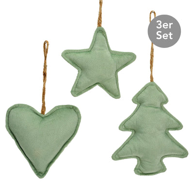 Baumschmuck Textil 3er Set grün
