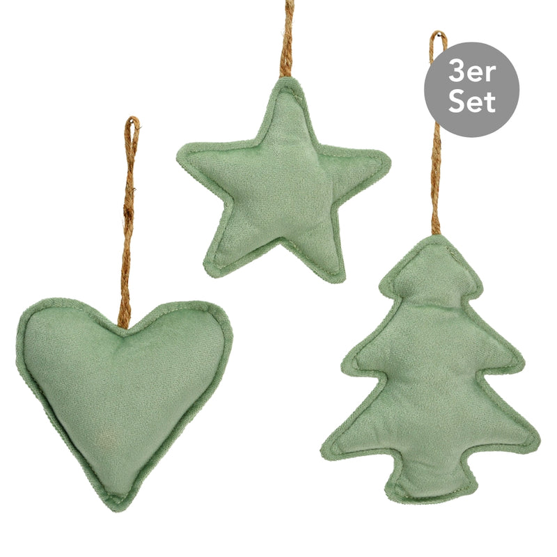 Baumschmuck Textil 3er Set grün