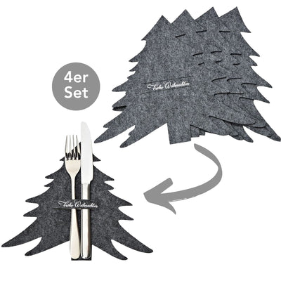 Besteckhalter Tanne 4er Set grau