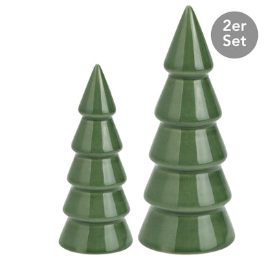 Keramik Tannenbäumchen 2er Set grün