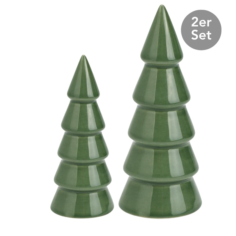 Keramik Tannenbäumchen 2er Set grün