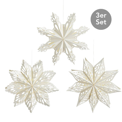 Weihnachtshänger Schneeflocken 3er Set weiß
